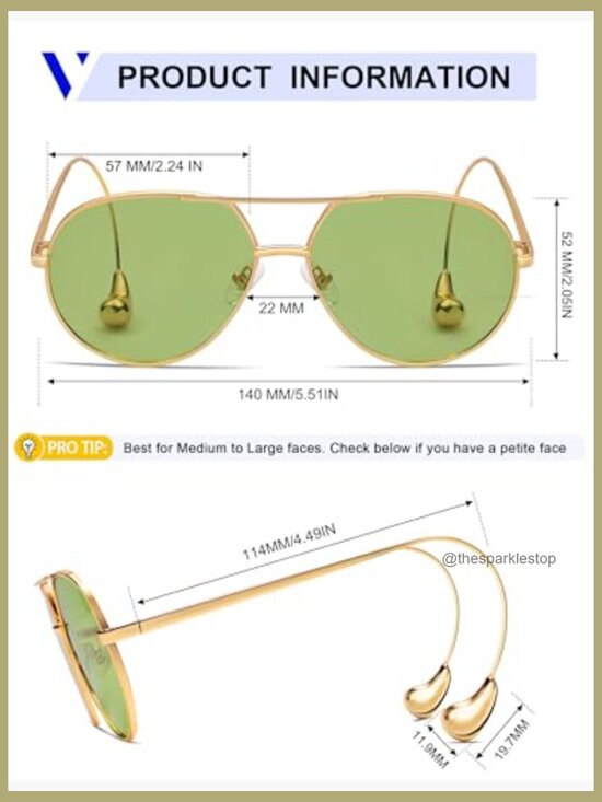 Polarized Aviator Sunglasses with Metal Frame for Women